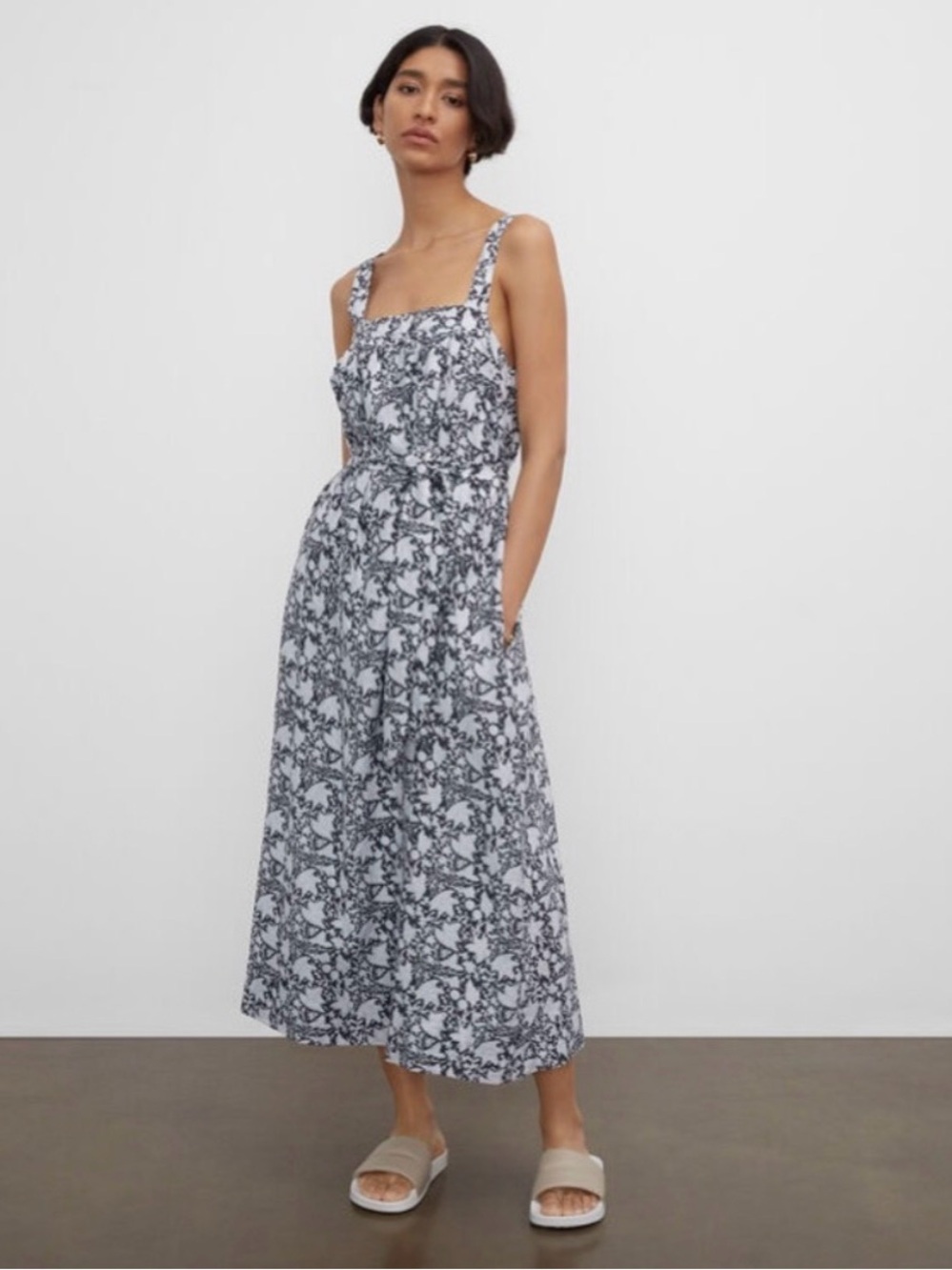 Club Monaco Black and White Floral Maxi Dress